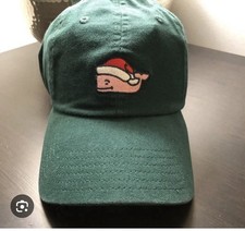 Vineyard Vines Green Santa Whale Chrismas Embroidered Logo Strapback Hat NWT