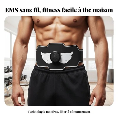 Ceinture EMS fitness sans fil, outil minceur abdominal maison - Photo 1/4