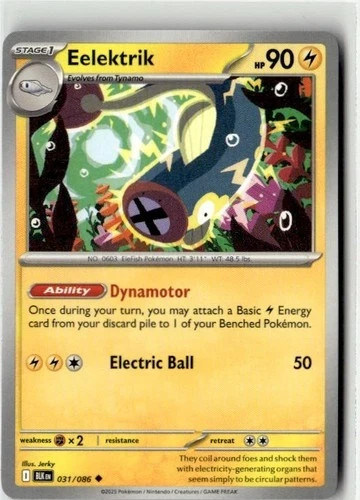 Eelektrik 031/086 Common Near Mint Pokemon Black Bolt