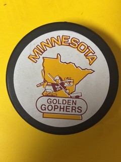 OLD VINTAGE HOCKEY PUCK MINNESOTA GOLDEN GOPHERS STATE LOGO