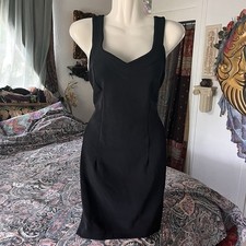 Vintage Santa Fe Little Black Dress Sweetheart Sheath V Neck Sleeveless 4 Tags