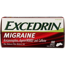 3 Pack Excedrin Migraine Pain Reliever Caplets, 100 Ct
