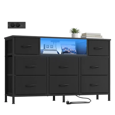 SONGMICS Kommode mit 8 Stoffschubladen, TV-Schrank mit LED und Steckdosen - Bild 1 von 3