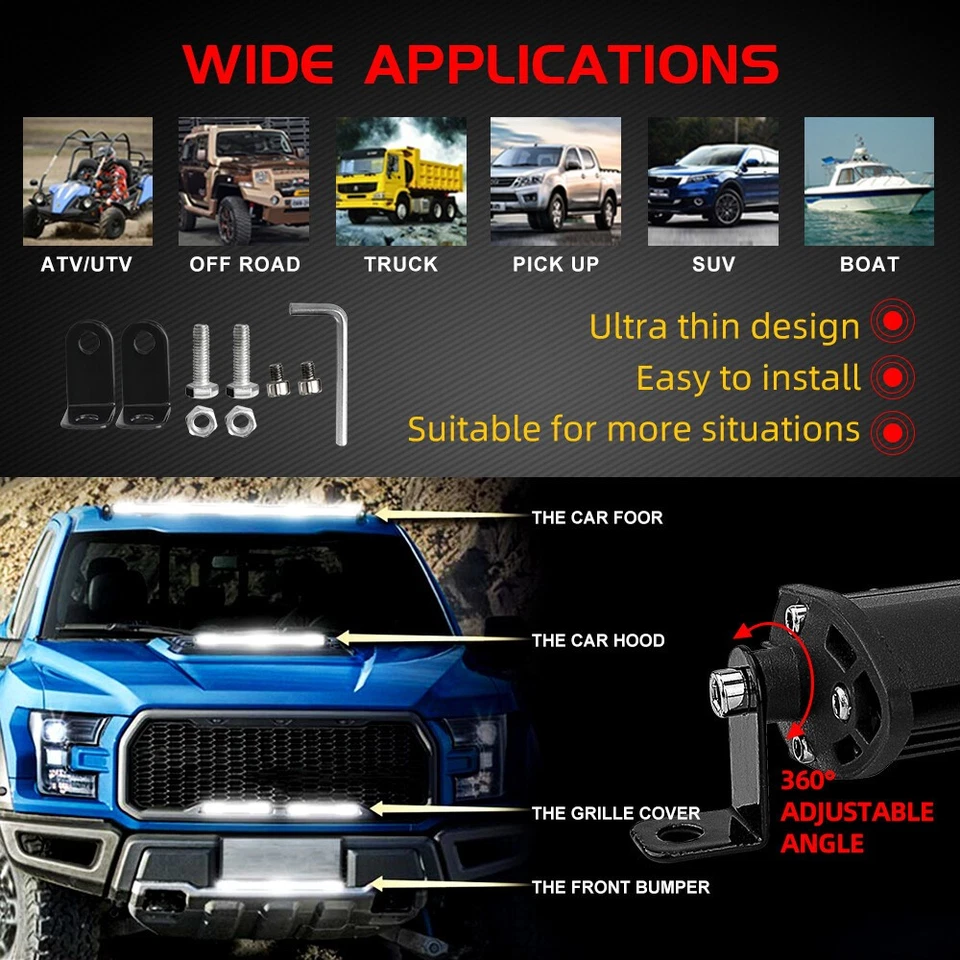 Parrilla delantera para Ford F250 F350 Super Duty 2011-2016 2 piezas barra de luz LED de 30/32 pulgadas Foto 4 de 4