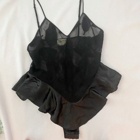 Vintage Boho Retro Brettons Bodysuit Lingerie Feathers S Dainty Slinky Chiffon