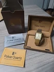 Vintage Pulsar Tank Y102-5099 Men's Gold By Seiko NIB! Japan Quartz 3 Jewels NEW