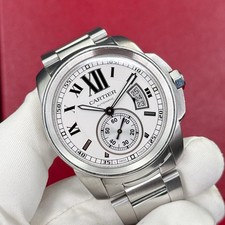 Cartier Calibre De Cartier 42mm Steel White Dial Mens Automatic Watch W7100015