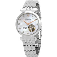 Bulova 96P222 Regatta Automatic Diamond MOP Dial Ladies Watch 32mm Steel