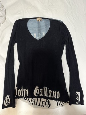 John Galliano Vintage y2k Monogram Knitted Long Sleeve Sweater Size S