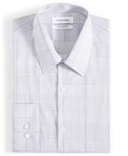 Calvin Klein Mens Wrinkle Resistant Stretch Button-Down Shirt Blue M