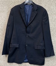 Lauren Ralph Lauren Blaze Mens 40L Navy Blue Wool Pinstripe Sport Coat Jacket