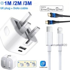 20W Fast Charging Charger Plug And Cable Adapter USB-C For iPhone 13 Pro Max 1M