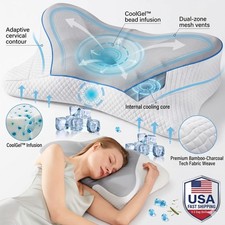 Ergonomic Cervical Neck Pillow Memory Foam Contour Cooling Bed Pillow Sleeper