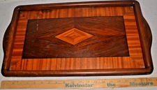 Antique Marquetry Wood Serving Tray Inlay USA Clark-Wood Tennessee 21”x12”