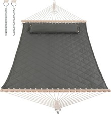 2 Person Hammock W/ Spreader Bars & Detachable Pillow Quilted Hammock Outdoors