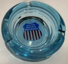 vintage UNION PACIFIC RAILROAD passenger car blue glass ashtray 4 1/4" excellent