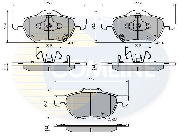 Brake Pad Set For Disc Front 155.2 mm Length Fits Honda Accord COMLINE CBP31195