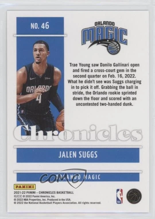 2021-22 Panini Chronicles Asia Jade /44 Jalen Suggs #46 Rookie RC - Image 2 of 2