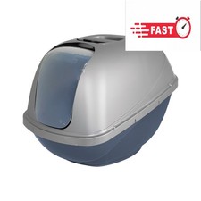 Petmate Basic Hooded Cat Litter Box, Enclosed, w/Door, Large, Blue Silver