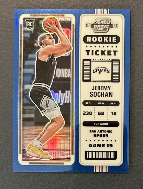 2022 Contenders Optic #3 Jeremy Sochan Rookie Ticket Blue /99
