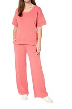 Peace Love World Women's French Terry Pullover and Pant Set Rose