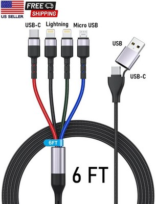 Multi Universal Charging Cable USB C Apple, Micro USB Fast Ch 100W-MFi-Certified