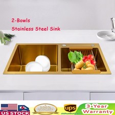 Gold Undermount Kitchen Sink, 80 45 cm Stainless Steel Kitchen Sink Double Bowls
