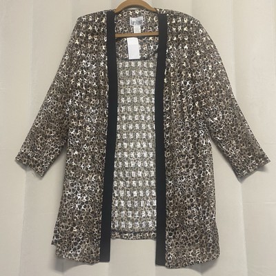 Vintage Kari s Korner Women s Robe 16WP Animal Print Metallic Lightweight NWT