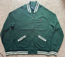 Vintage Polo Ralph Lauren Men's Varsity Jacket - College Green - Size Large