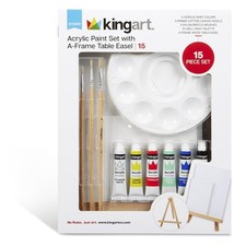 15-Piece Artist Painting Set with 6 Vivid Acrylic Paint Colors, 12" Easel, 4 ...