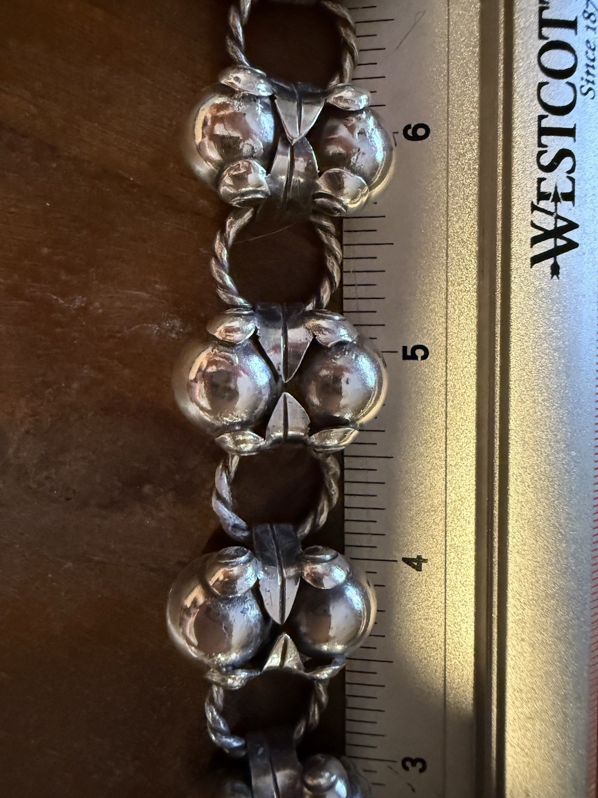 Sterling Silver Flower Bud Solid Link Bracelet 3D… - image 2