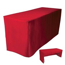 8' Fitted Tablecloth Table Cover Trade Show Event Open Back Side - 3 Sided RED