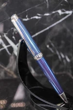 CARAN D'ACHE LEMAN GRAND BLEU SILVER PLATED AND RHODIUM COATED BALL PEN