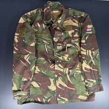 Vintage 90s DUTCH ARMY DPM Field Jacket Mens Large Woodland Camouflage Flag