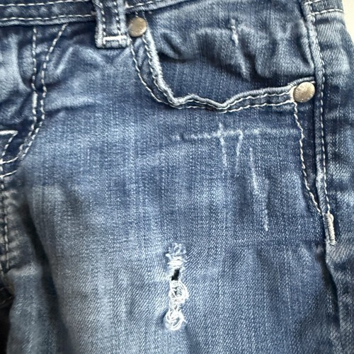 Miss Me Girls Blue Distressed Denim Shorts with Butterfly Patch size 10 GUC - Picture 5 of 17