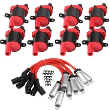 8x Round Ignition Coil w/Wires For Chevy Silverado GMC LS1 LS3 4.8L 5.3L 6.0L