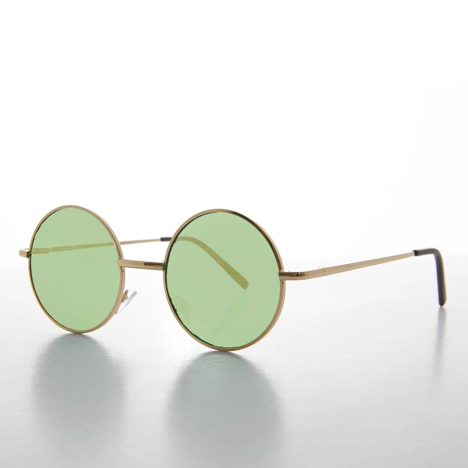 Gafas de sol doradas redondas con lentes verdes - Tipsy Foto 2 de 3