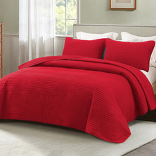 Ultra Soft King Quilt Bedding Set, Lightweight for Bed 3 Pieces Red Bedspreads