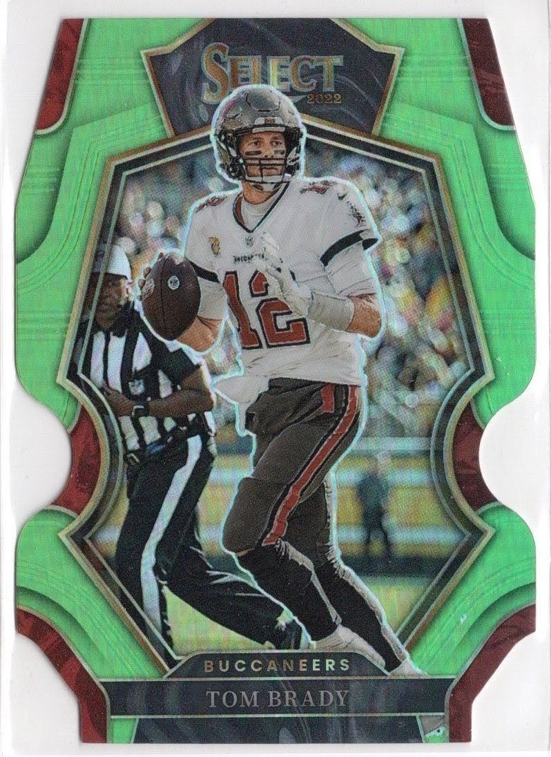 2022 Panini Select Premier Level Neon Green Prizm Die-Cut Tom Brady #192  /299