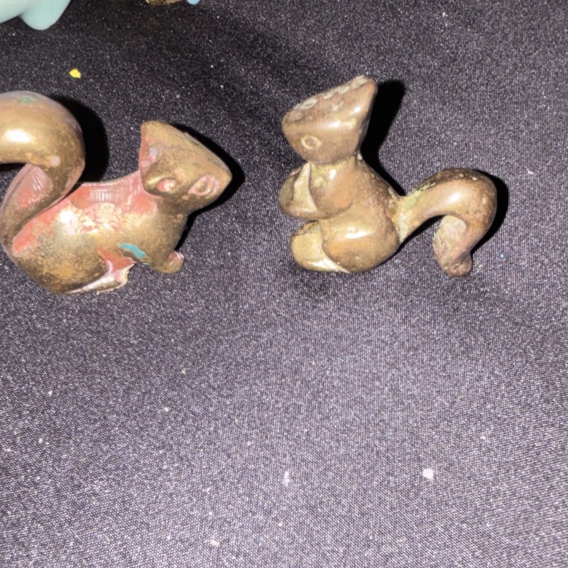 Small Metal Squirrel Figurines Lot of 2 - Squirrel Animal Figurine Set