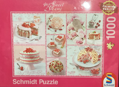 Schmidt 1000 pc Pink Cake Platter, Sweet Dreams Series, jigsaw puzzle HTF NIB