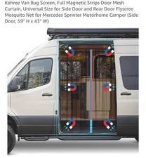 Van Bug Screen Full Magnetic Door Mesh Curtain Mosquito Net 59”H X43”W