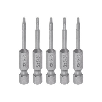 5pcs 5/64'' Hex Screwdriver Bit 1/4'' Hex Shank 2'' Length Magnetic Power Drill Bit