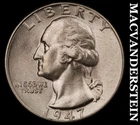 1947 Silver Washington Quarter - Choice Gem Brilliant Unc++++  Lustrous  #K179