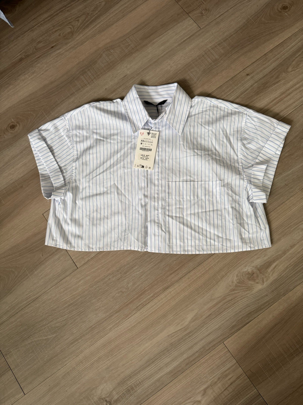 Zara Stripped Crop Top Shirt Blouse Women XS