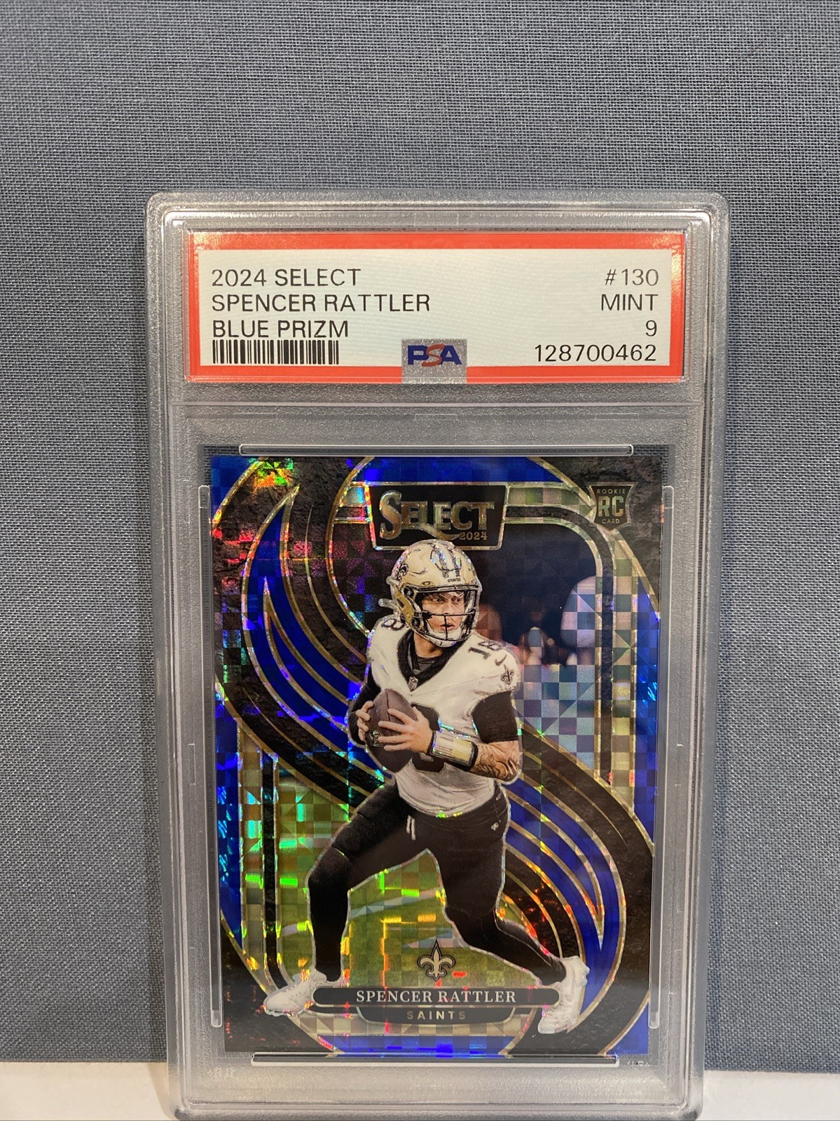 2024 Panini Select Premier Level Spencer Rattler #130 Blue Prizm /175 (RC) PSA 9