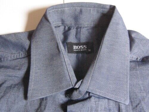 C0281 HUGO BOSS Chemise à Manches Courtes Taille M Bleu comme Neuf - Photo 1/1