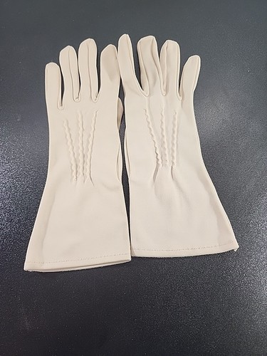 Vintage 50s-60s Ladies Ivory  Stretch Gloves nylon High Wrist length  8