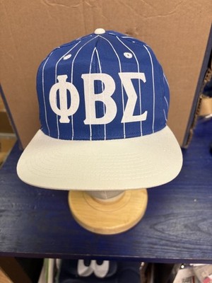 Phi Beta Sigma Royal/White Pinstripe Snap Back Baseball Hat Cap NOS, VIntage