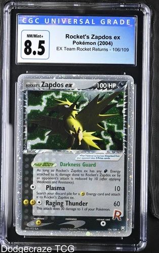 2004 Pokemon Rocket's Zapdos EX Holo 106/109 CGC 8.5 Nm/mint+